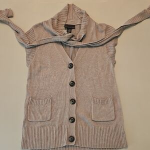 Attention Beige Button-Up Cardigan Vest